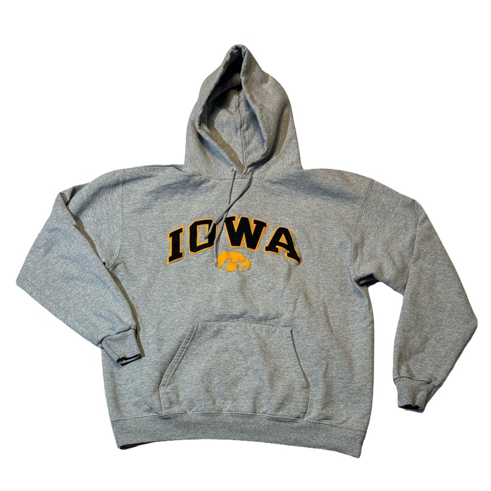 Champion mens XL gray Iowa Hawkeyes university cotton blend hoodie EUC